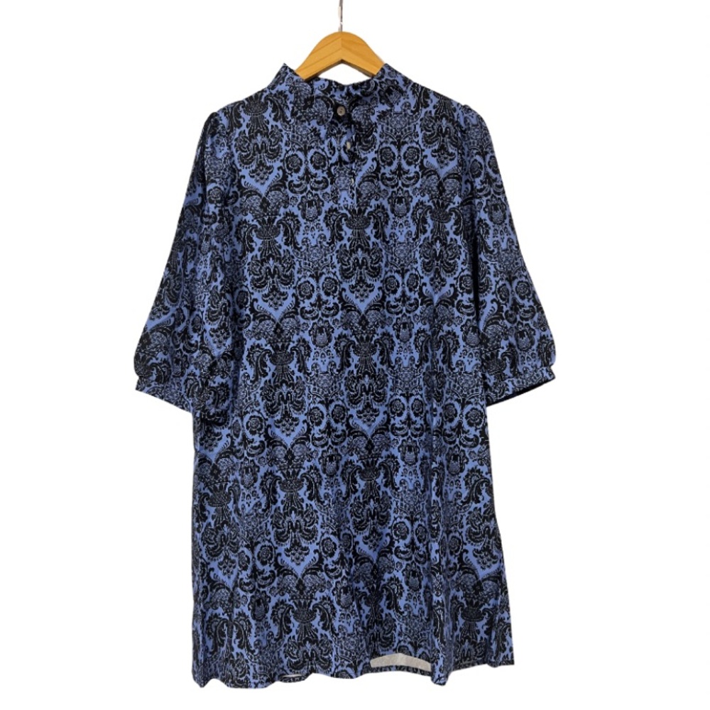 Blue and Black Patterned Women’s Dress